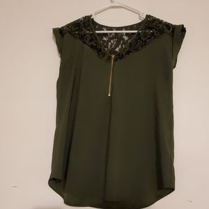 Express Satin Lace and Zip Front Gramercy Tee